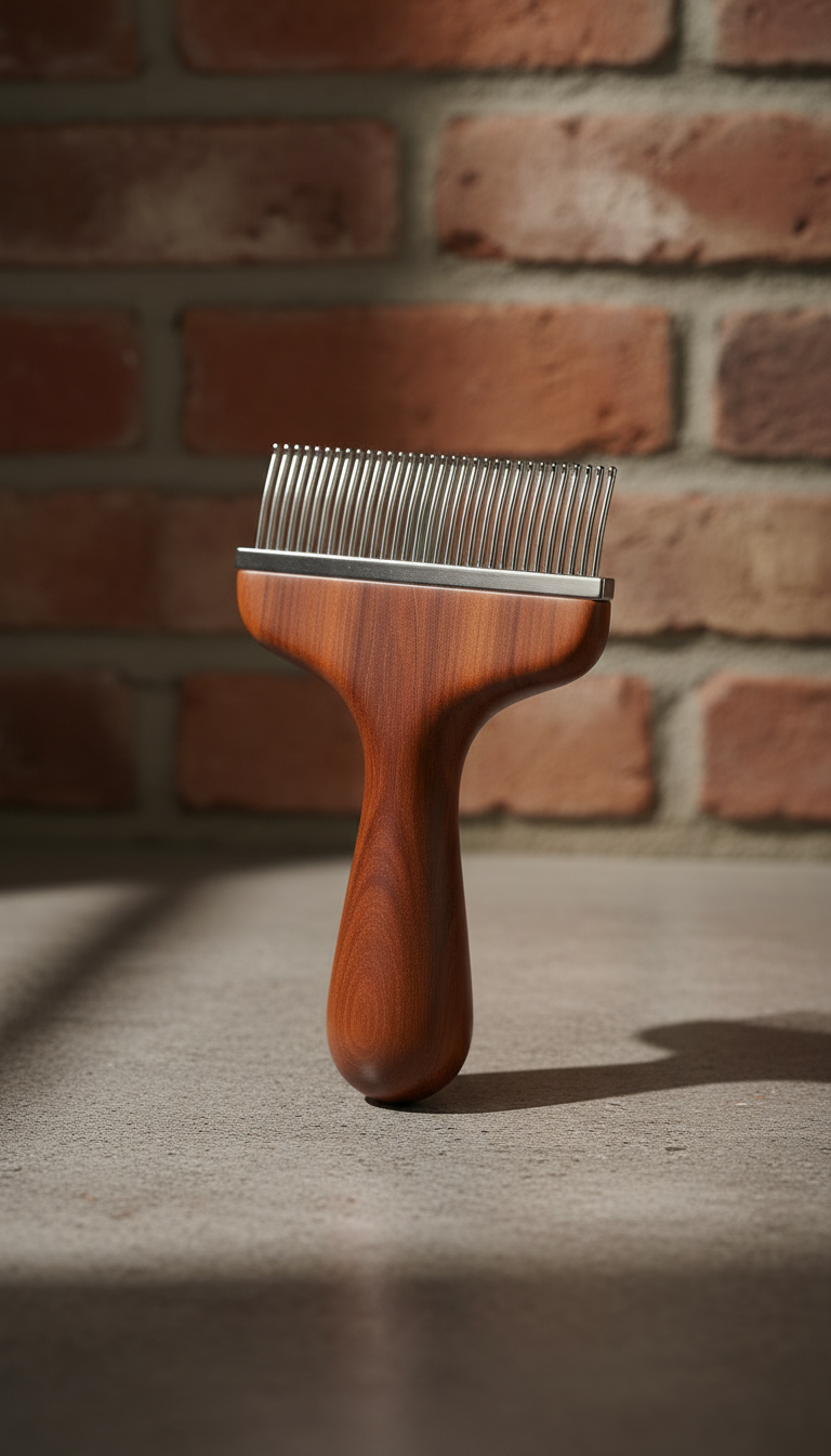 Wooden Handle Pet Grooming Comb in a new setting
