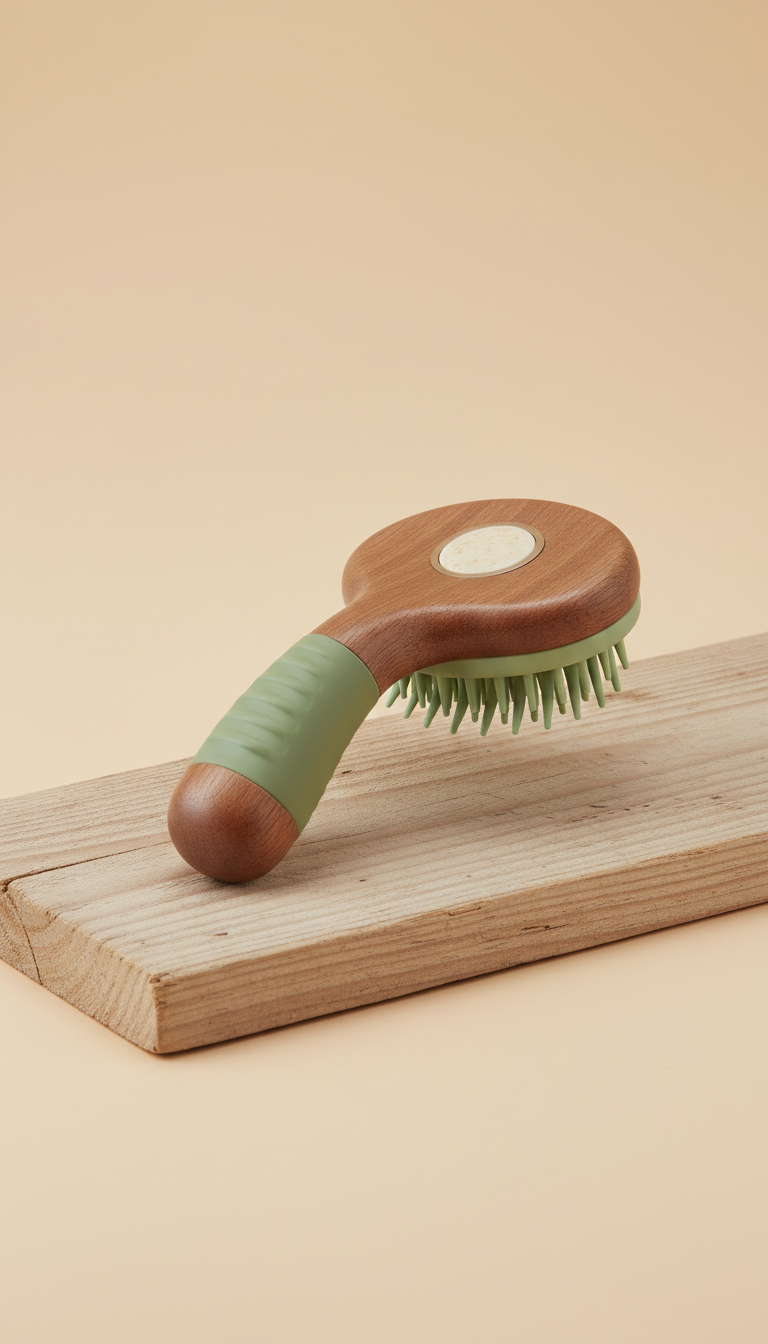 Ergonomic pet grooming brush, Use a 3/4 angle for product shots to showcase the ergonomic design and materials. Products...