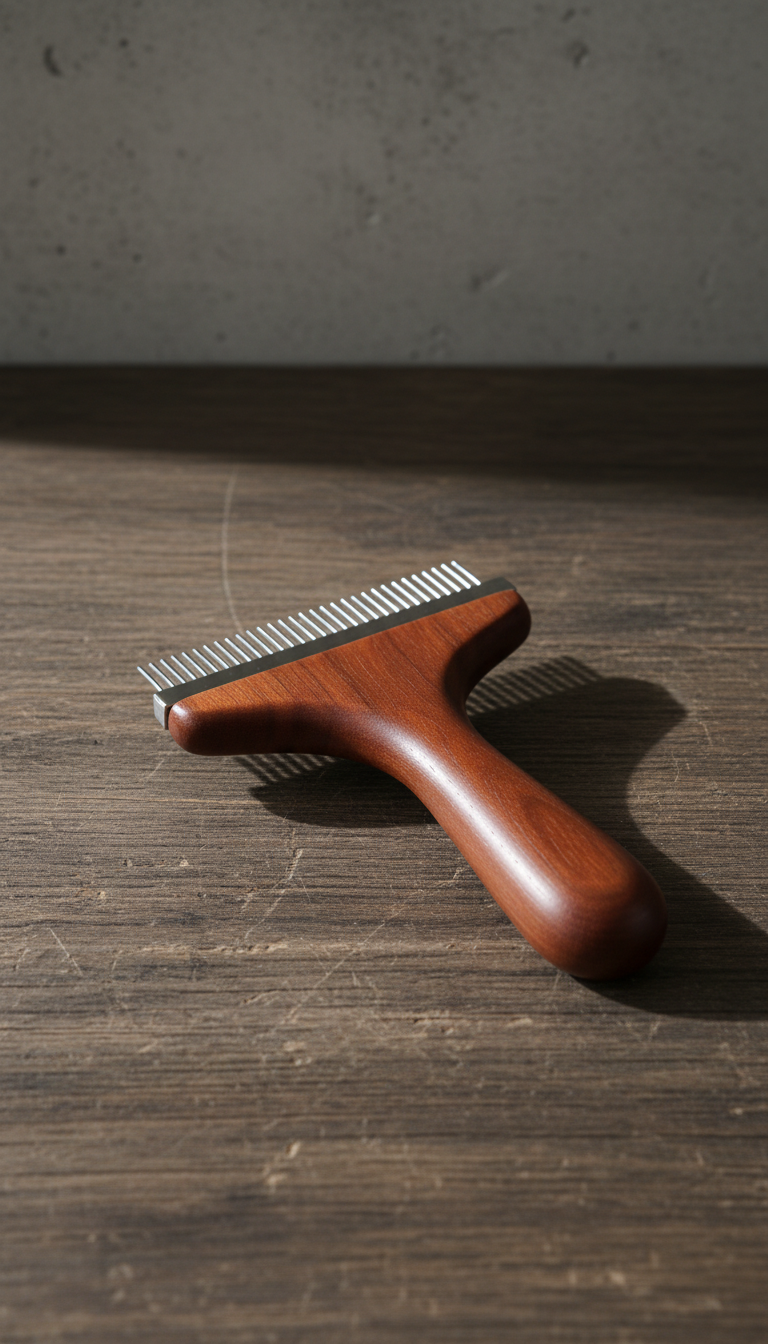 Rosewood Handle Pet Grooming Comb in a new setting