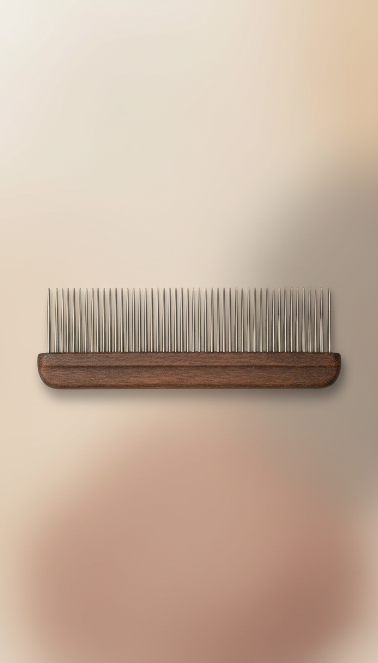 Wool comb, Close-up, three-quarter angle shots that focus on the product's elegant packaging and texture. Backgrounds...